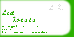 lia kocsis business card